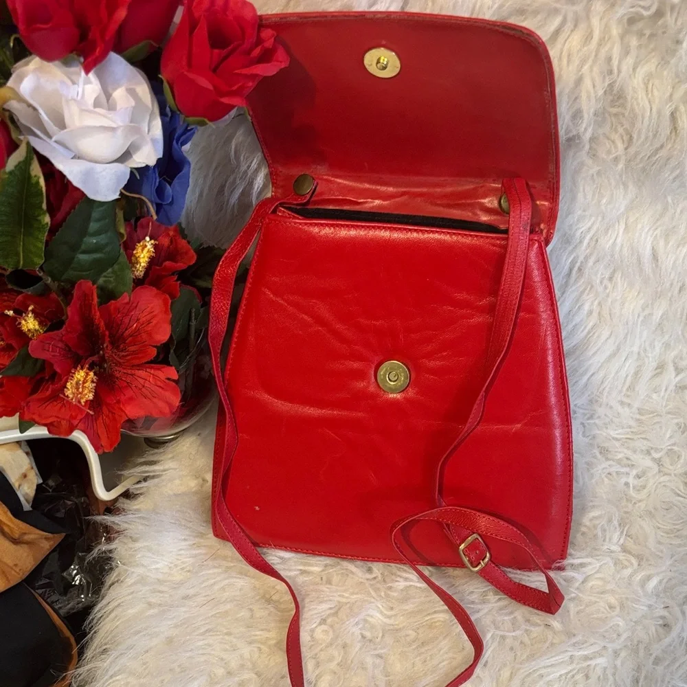 Chic Red Shoulder Bag with Gold Details